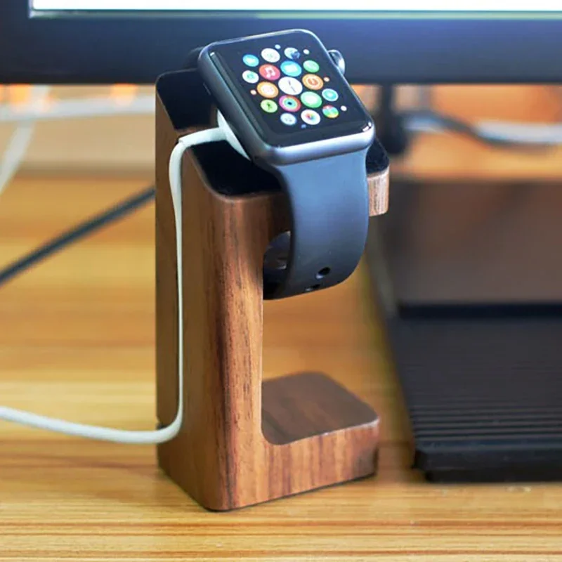 Desk Charging Station - Wooden Apple Watch Charger Stand Smartwatch