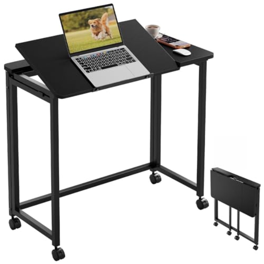 Home Office Desks - Folding Desk with Wheels 31.5 Inch