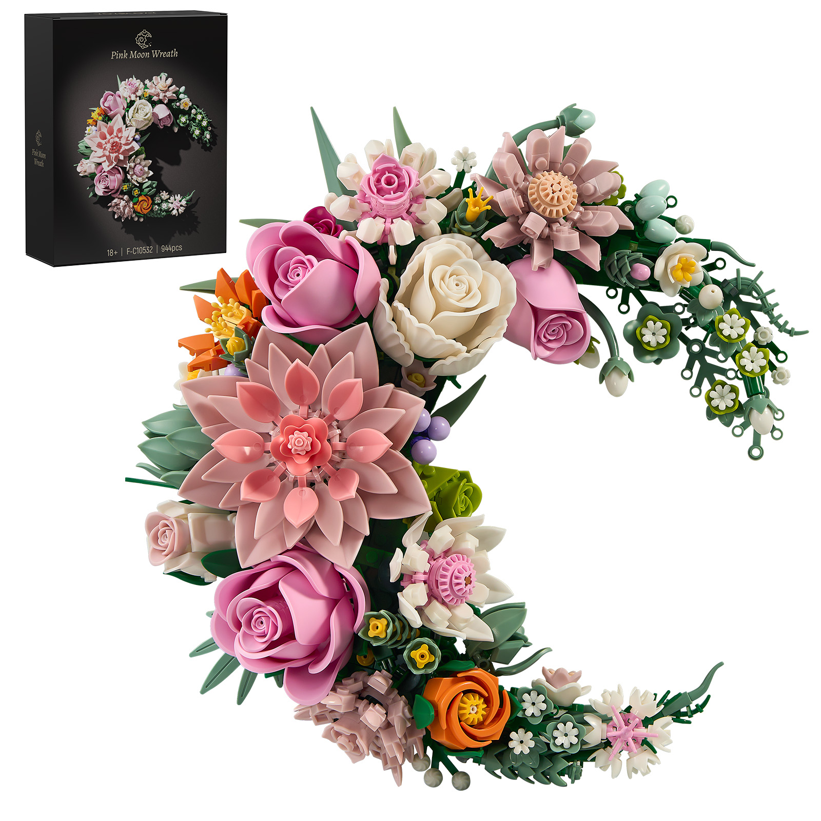 Home Office Building - Crescent Floral Moon Building Blocks Set