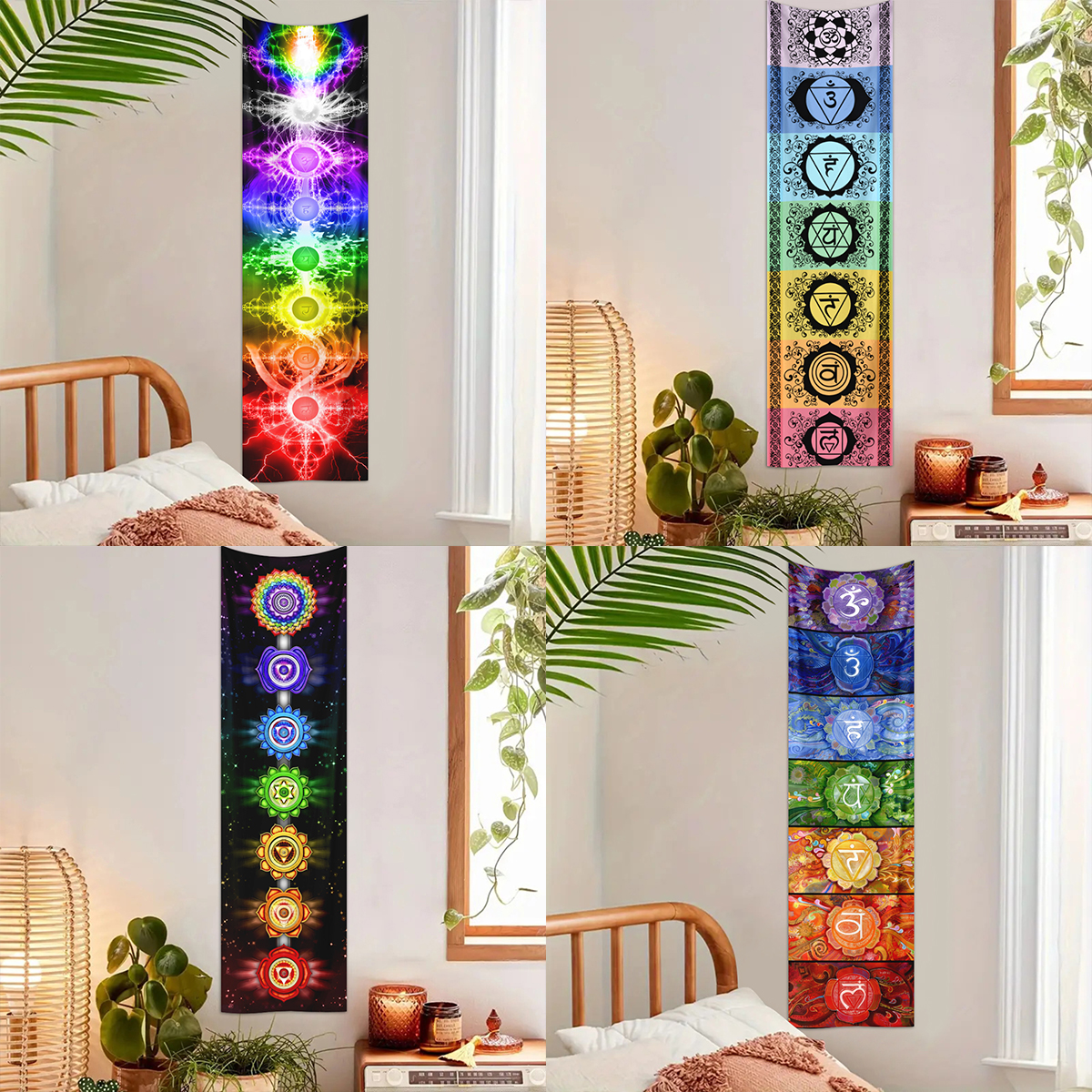 Home Office Yoga Room - 1pc Mysterious seven chakra tapestry, Bohemian