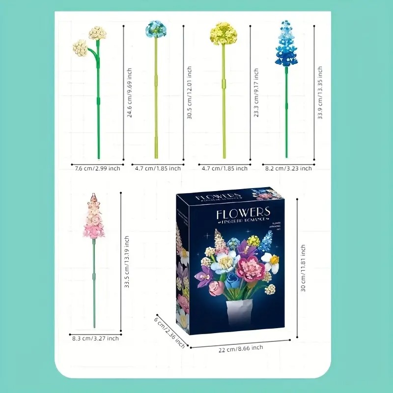 865pcs Rose, Narcissus, Hydran - Home Office Building ulasan dan harga
