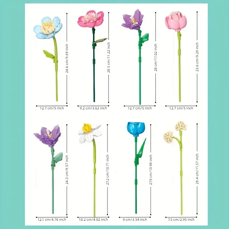 865pcs Rose, Narcissus, Hydran - Home Office Building ulasan dan harga