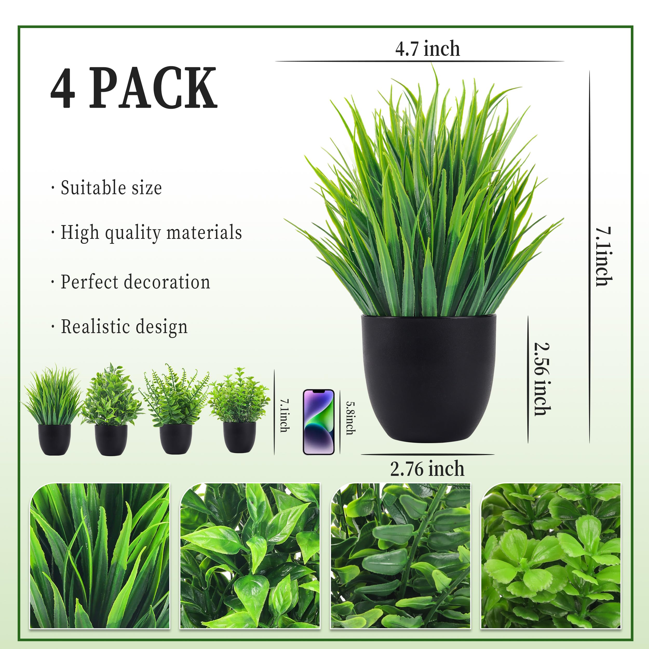 4 Packs Fake Plants Artificial - Home Office Desk Ideas ulasan dan harga