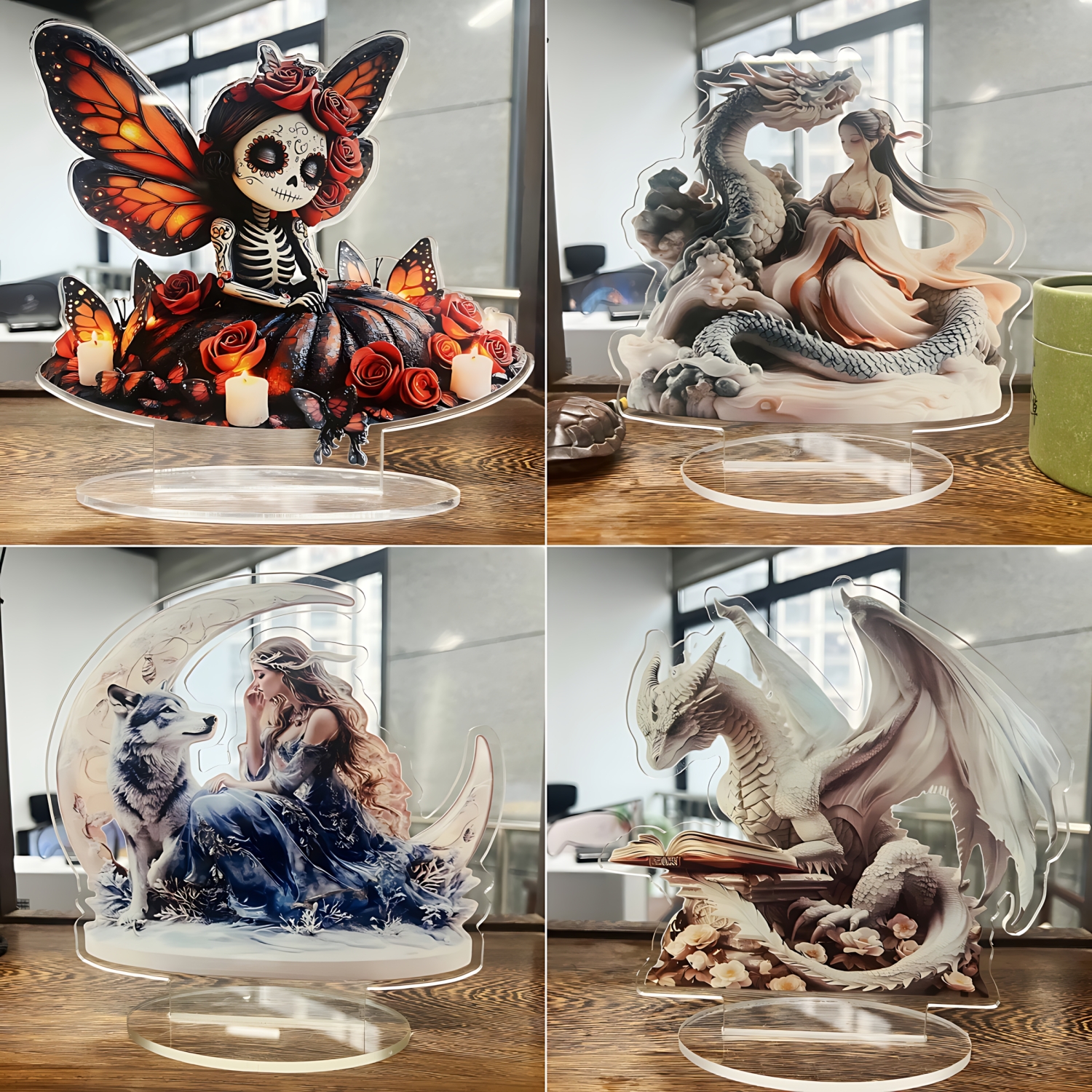 Two Tigers Statue,2D Flat Anim - Home Office Desk Ideas ulasan dan harga