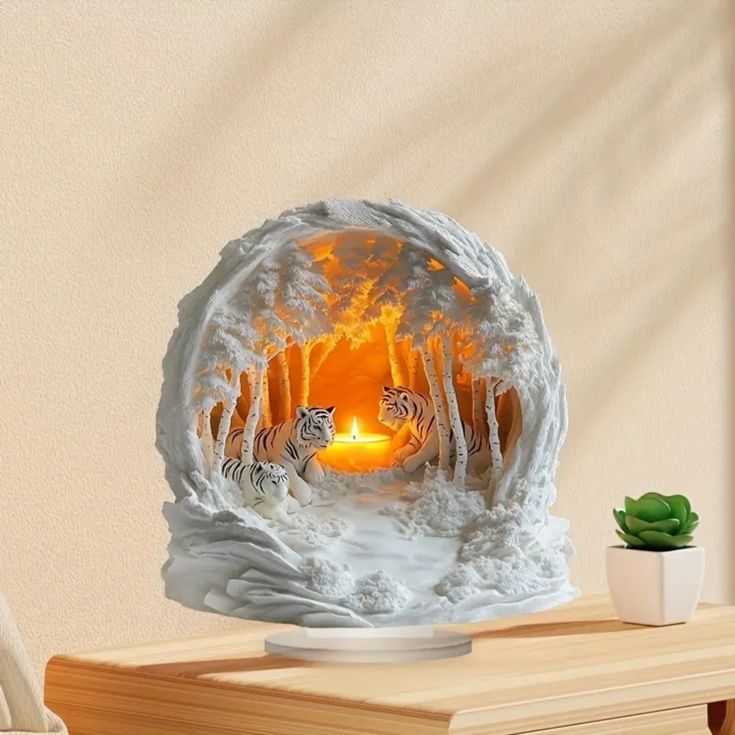 Two Tigers Statue,2D Flat Anim - Home Office Desk Ideas ulasan dan harga