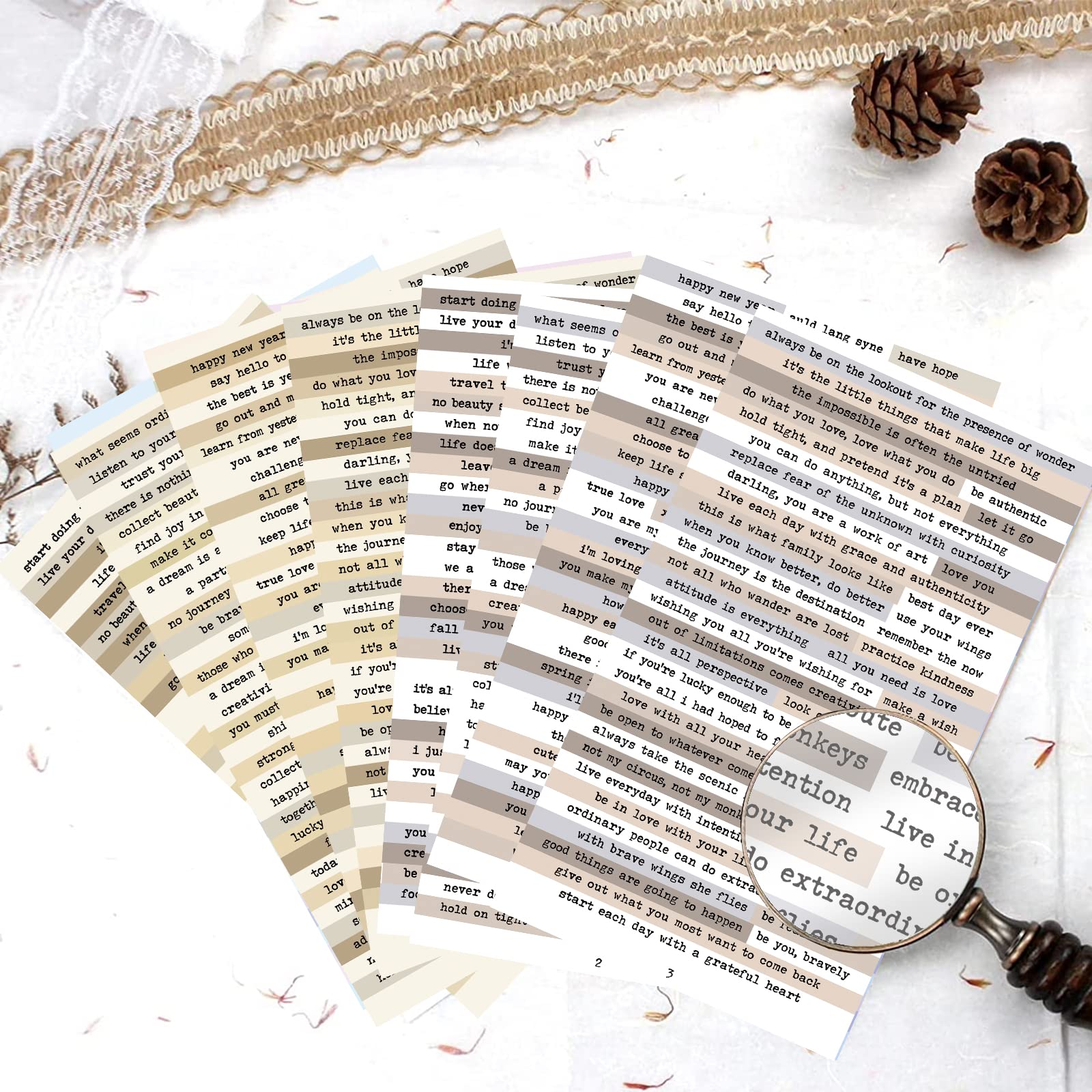 8pcs Brown Notes Quote Sticker - Home Office Quotes ulasan dan harga