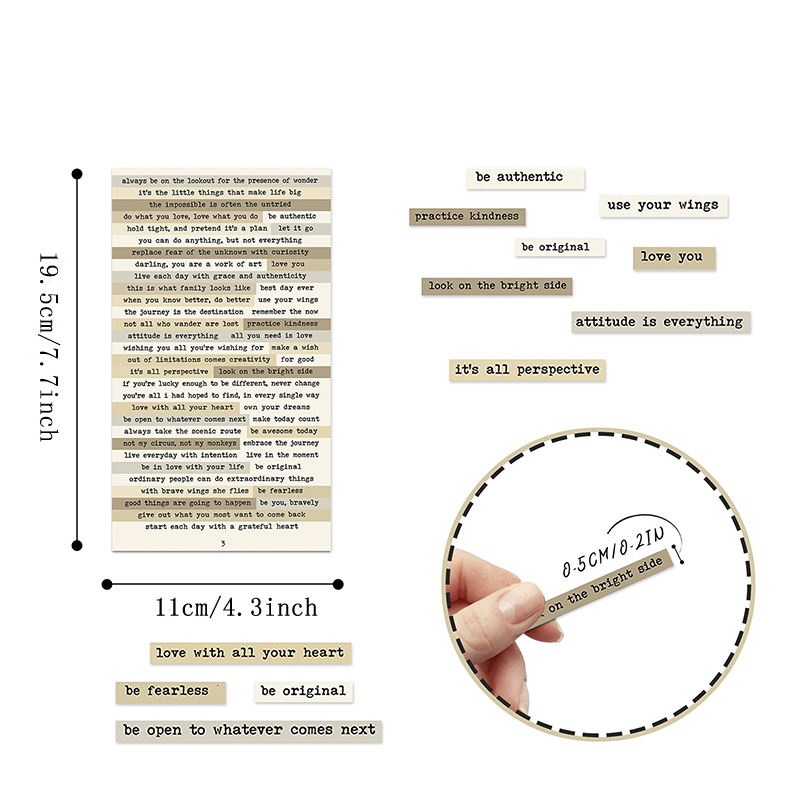 8pcs Brown Notes Quote Sticker - Home Office Quotes ulasan dan harga