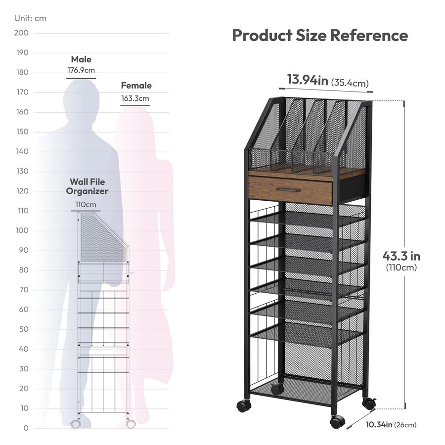 9Tier Rolling File Cart Paper  - Office Drawer Organizer ulasan dan harga