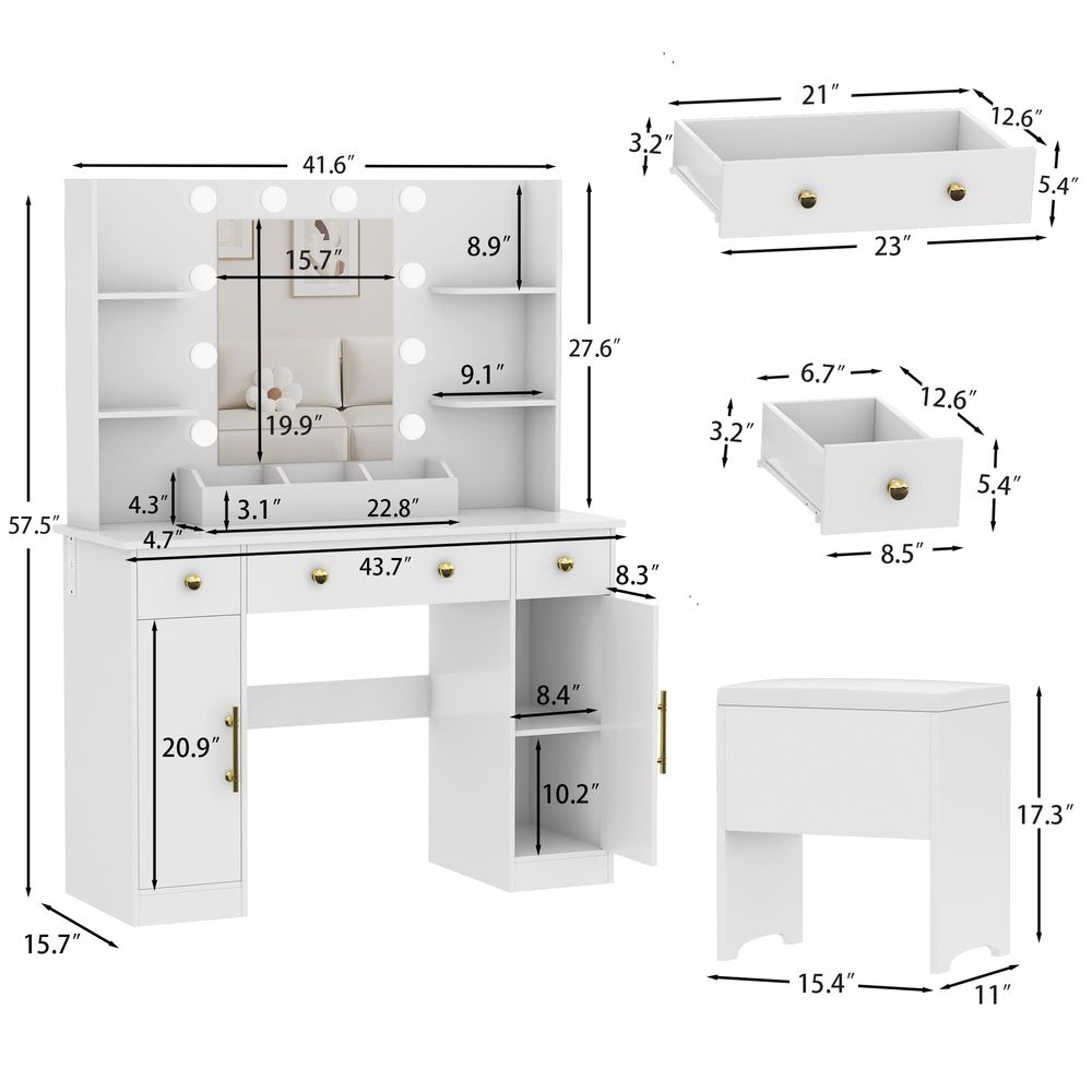Vanity Desk with Mirror and Li - Desk Charging Station ulasan dan harga