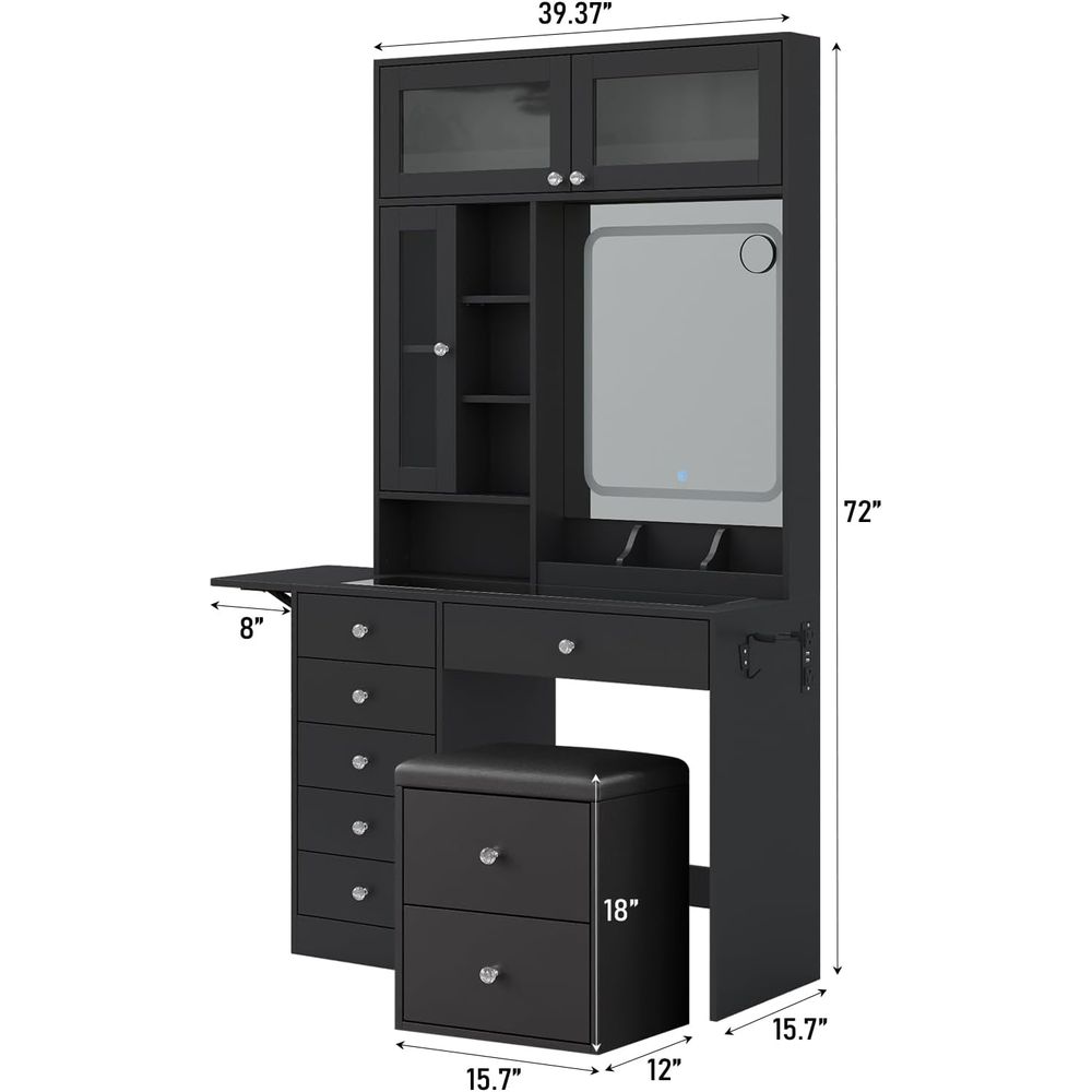 72 Tall LED Mirror Vanity Desk - Desk Charging Station ulasan dan harga
