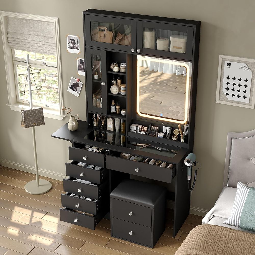 72 Tall LED Mirror Vanity Desk - Desk Charging Station ulasan dan harga