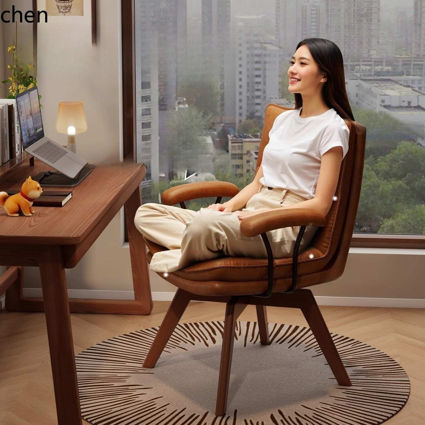 CZ Home Solid Wood Swivel Desk - Home Office Login ulasan dan harga