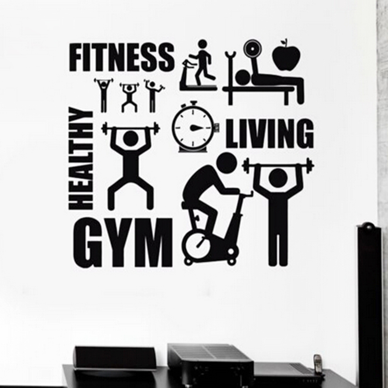 Exercise Stickers Gym Wall Dec - Home Office Yoga Room ulasan dan harga