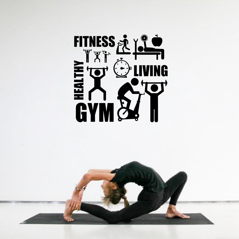 Exercise Stickers Gym Wall Dec - Home Office Yoga Room ulasan dan harga