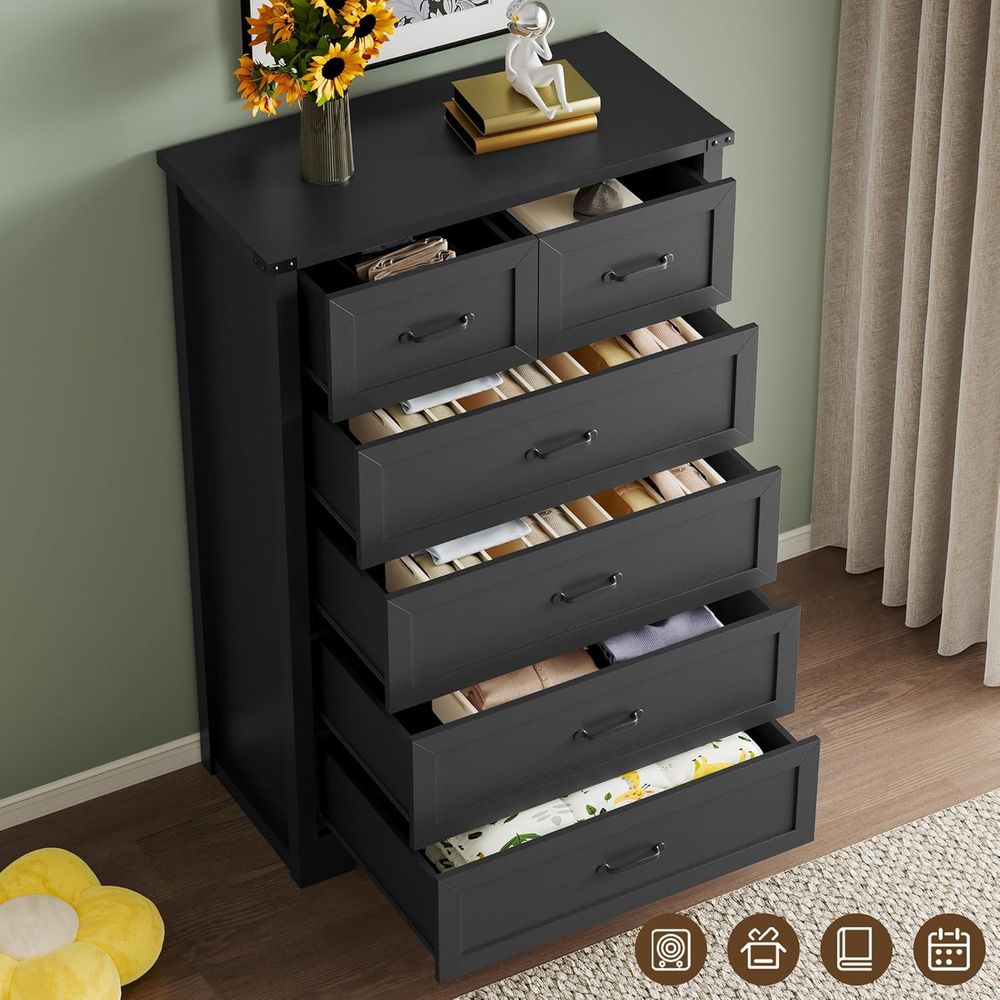 6-Drawer Wooden Chest with Met - Office Drawer Organizer ulasan dan harga