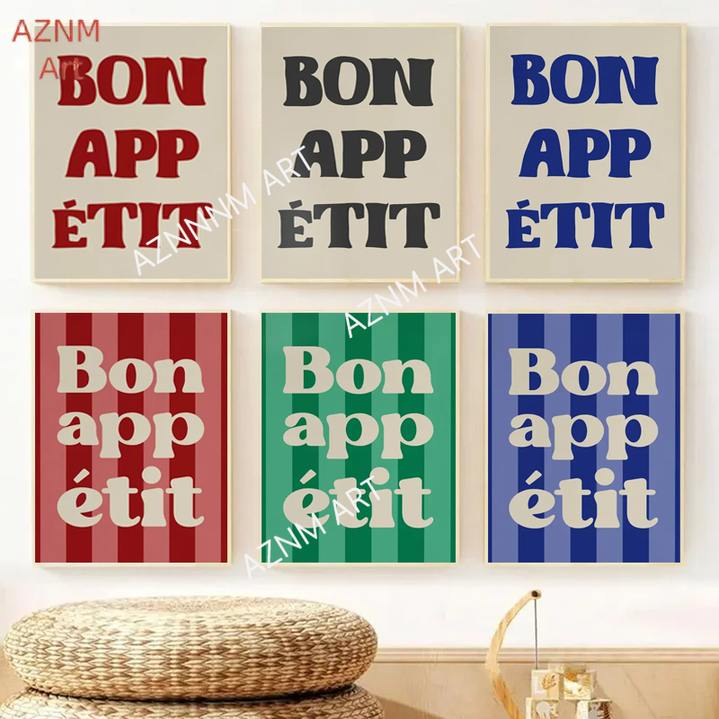 1pc Bon Appetit Art Poster Fre - Home Office Quotes ulasan dan harga