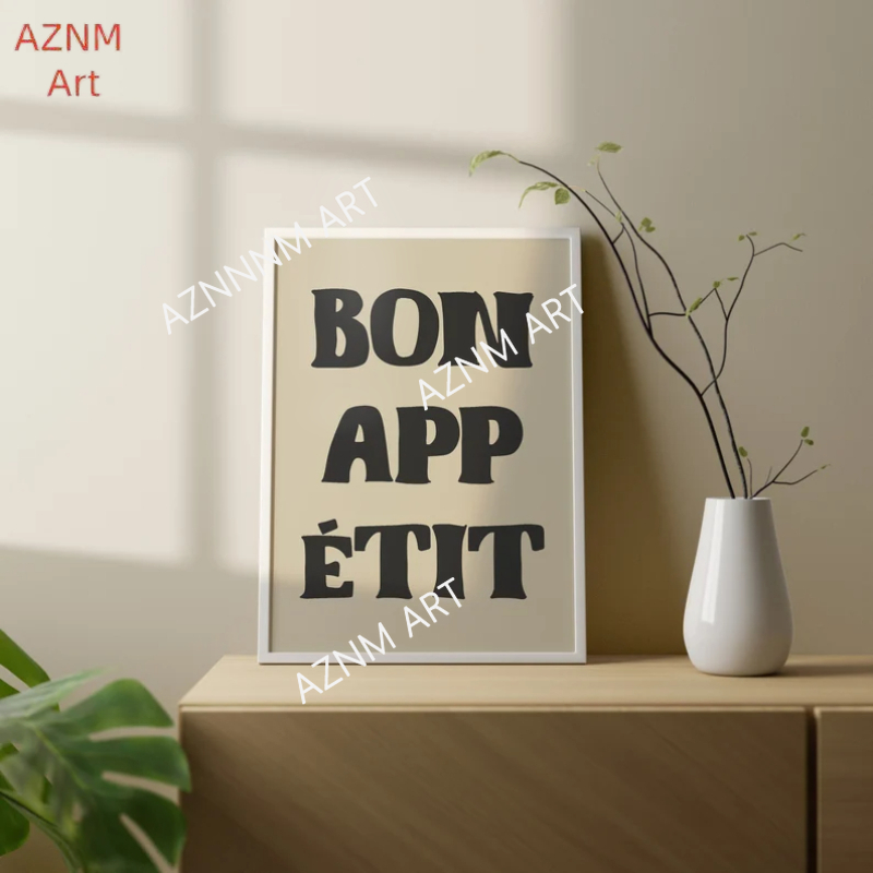 1pc Bon Appetit Art Poster Fre - Home Office Quotes ulasan dan harga