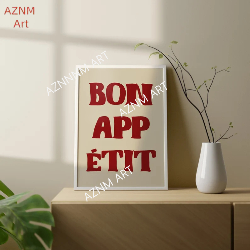 1pc Bon Appetit Art Poster Fre - Home Office Quotes ulasan dan harga