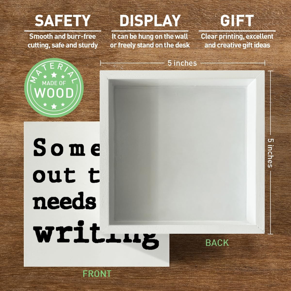 Wooden Box Sign for Writers, N - Home Office Quotes ulasan dan harga