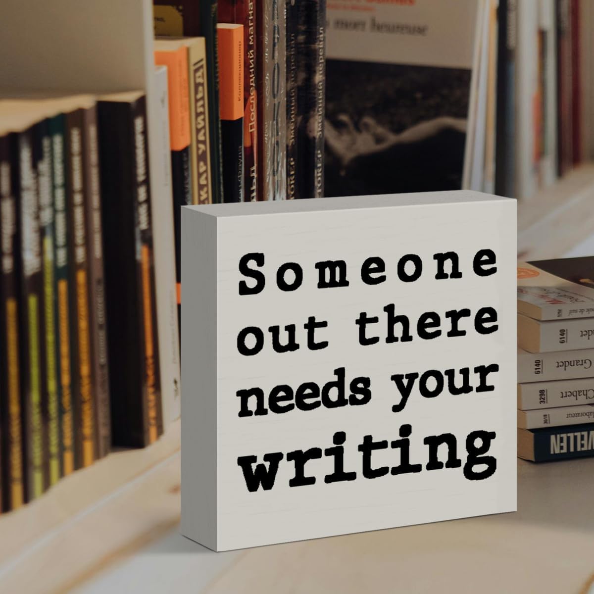 Wooden Box Sign for Writers, N - Home Office Quotes ulasan dan harga