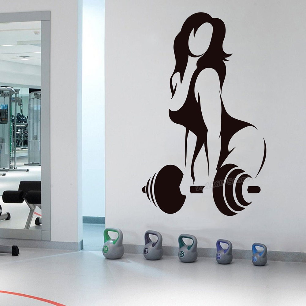 Workout Girl Wall Stickers Gym - Home Office Yoga Room ulasan dan harga