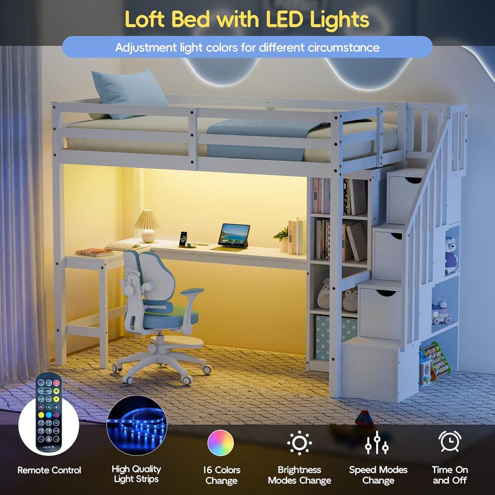 Twin Lot Bed with Stairs, Desk - Desk Charging Station ulasan dan harga