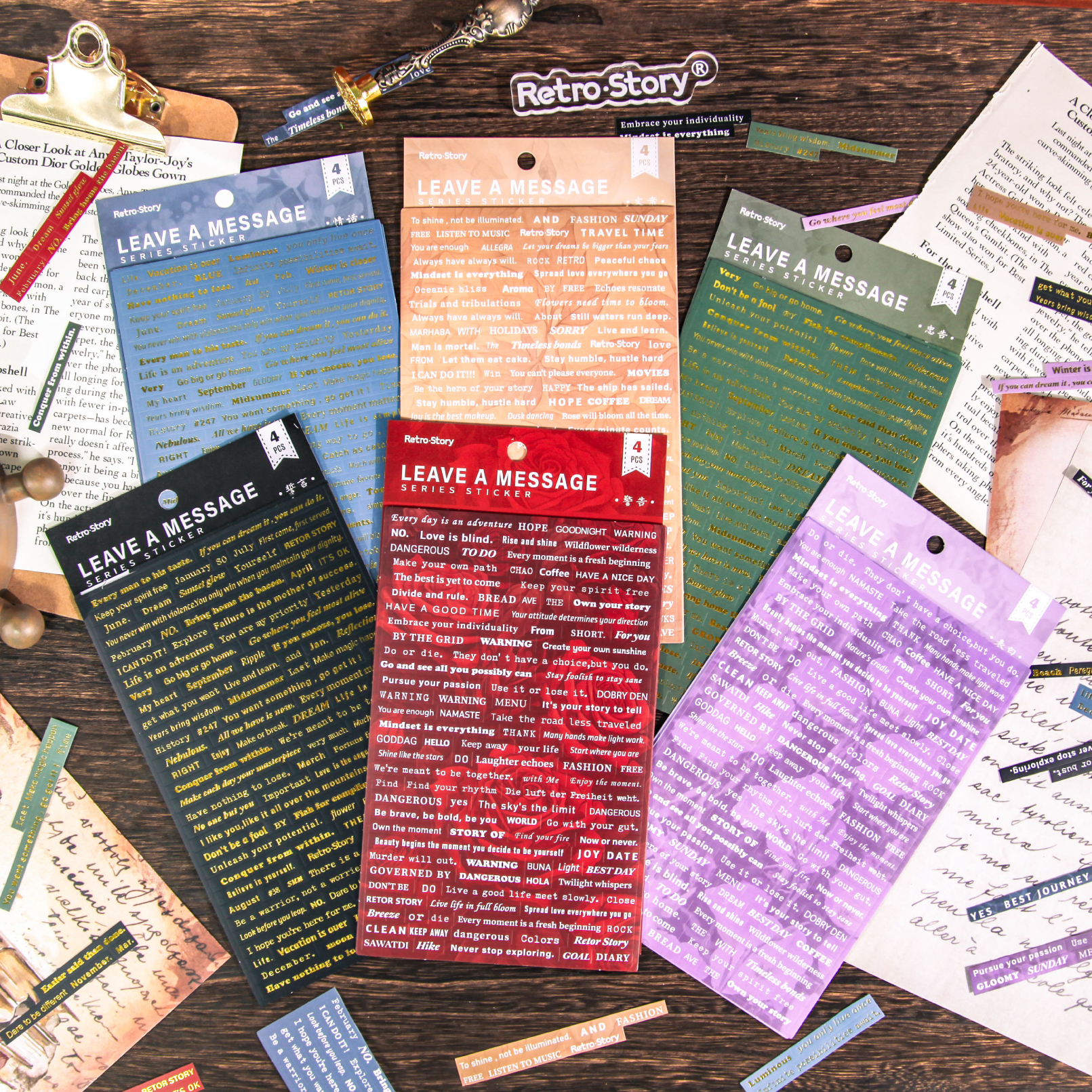 4 sheets Vintage English Text  - Home Office Quotes ulasan dan harga
