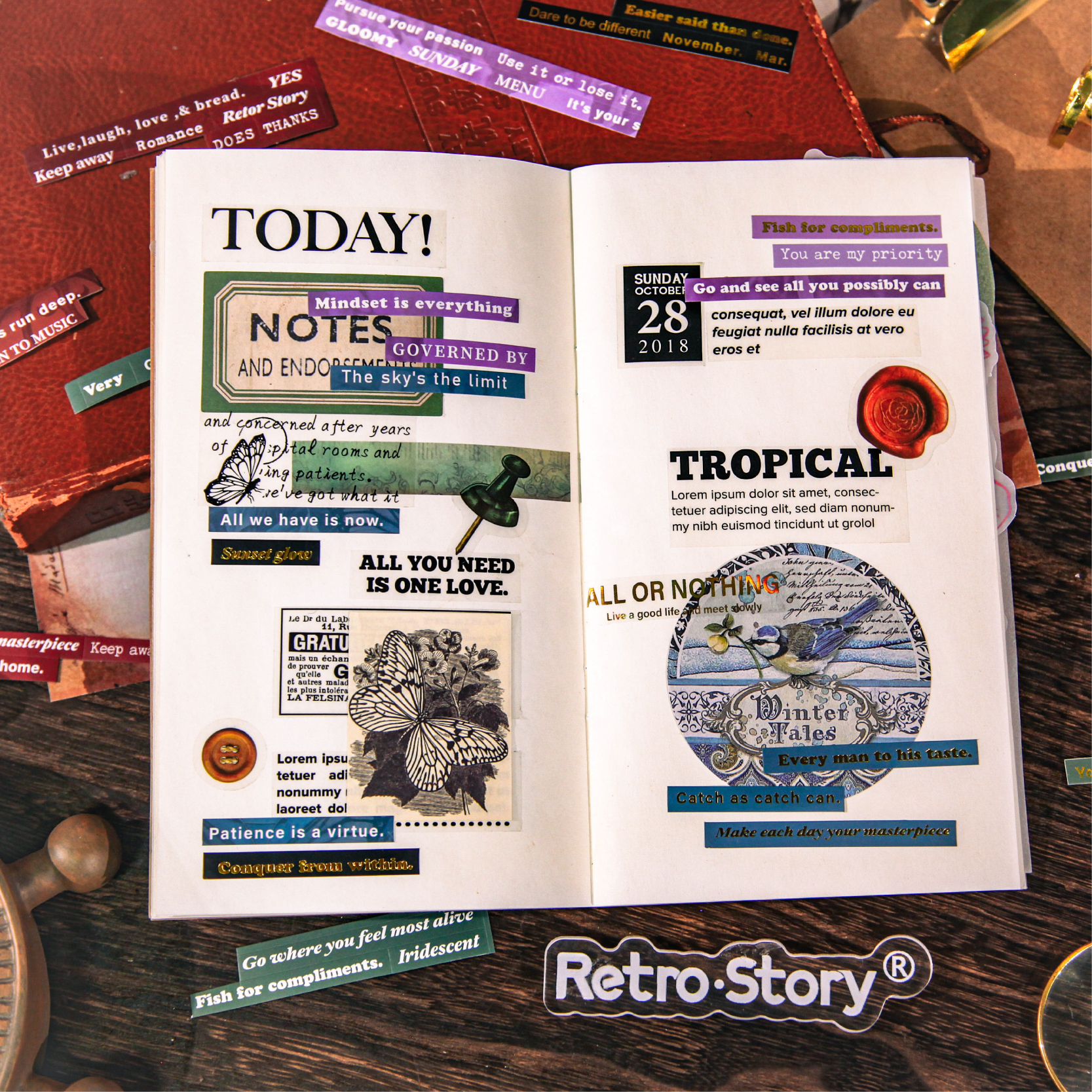 4 sheets Vintage English Text  - Home Office Quotes ulasan dan harga