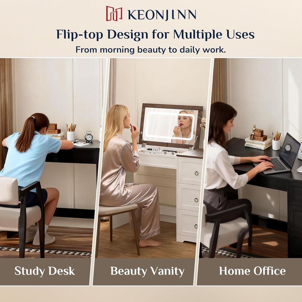 Keonjinn White lip Top Vanity  - Desk Charging Station ulasan dan harga