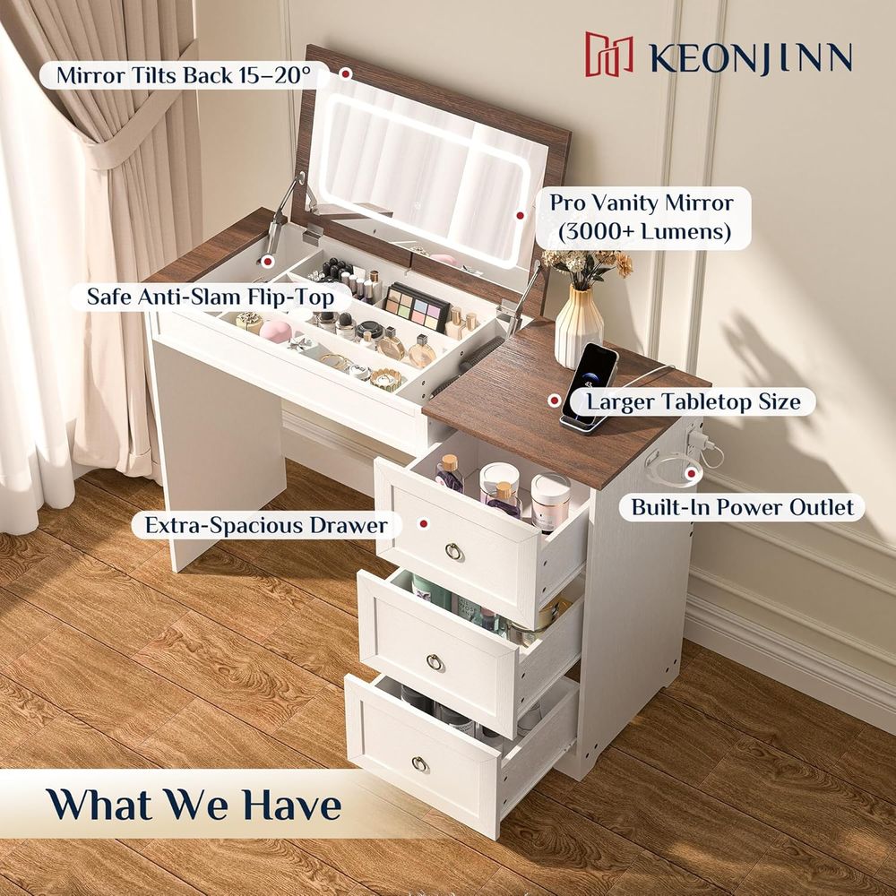 Keonjinn White lip Top Vanity  - Desk Charging Station ulasan dan harga