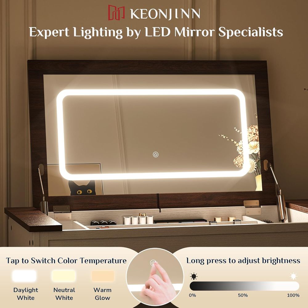 Keonjinn White lip Top Vanity  - Desk Charging Station ulasan dan harga