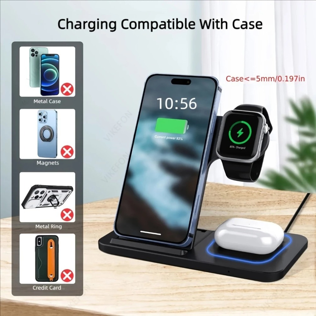 Foldable 3 in 1 Wireless Charg - Desk Charging Station ulasan dan harga