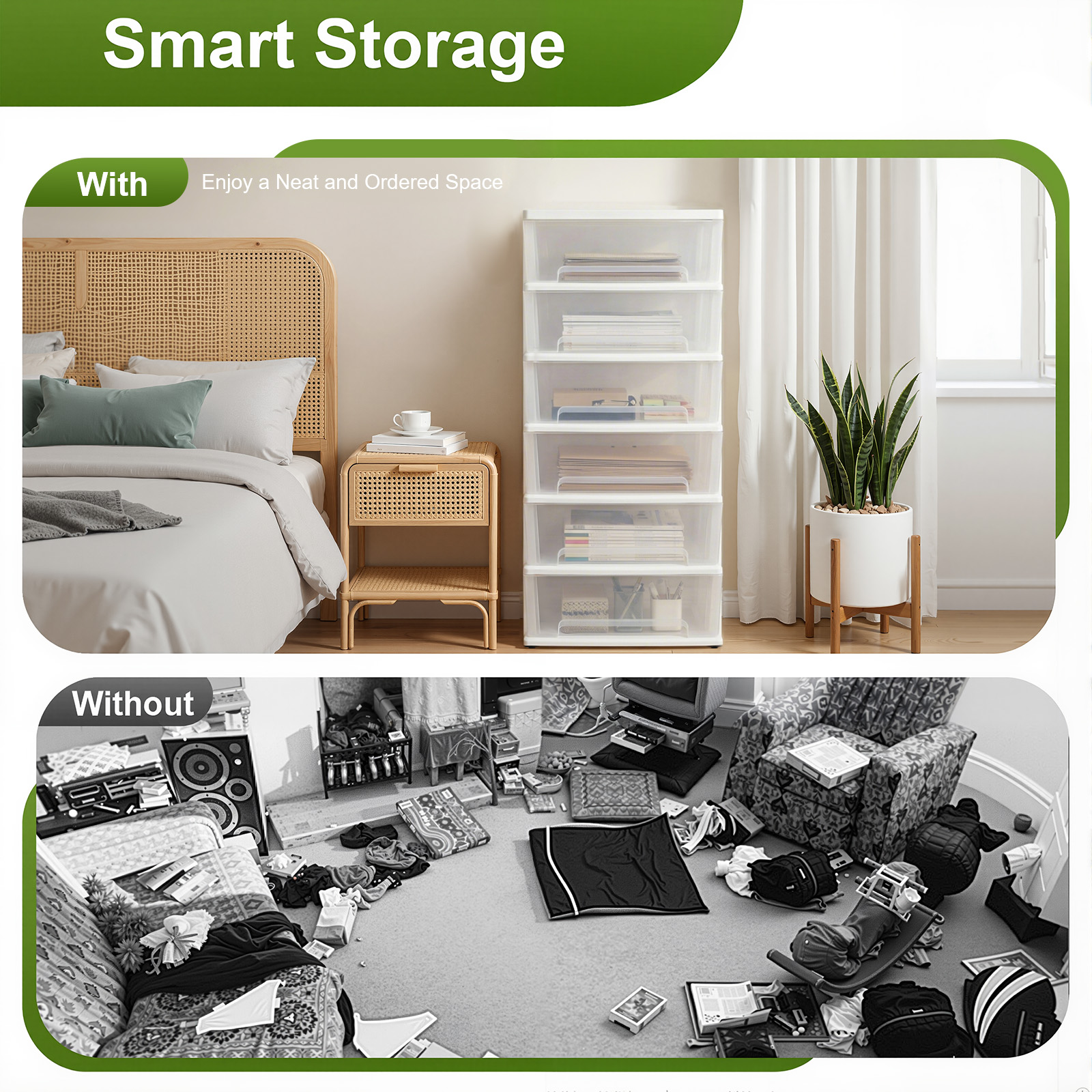 6 Tiers Clear Drawer Storage O - Office Drawer Organizer ulasan dan harga