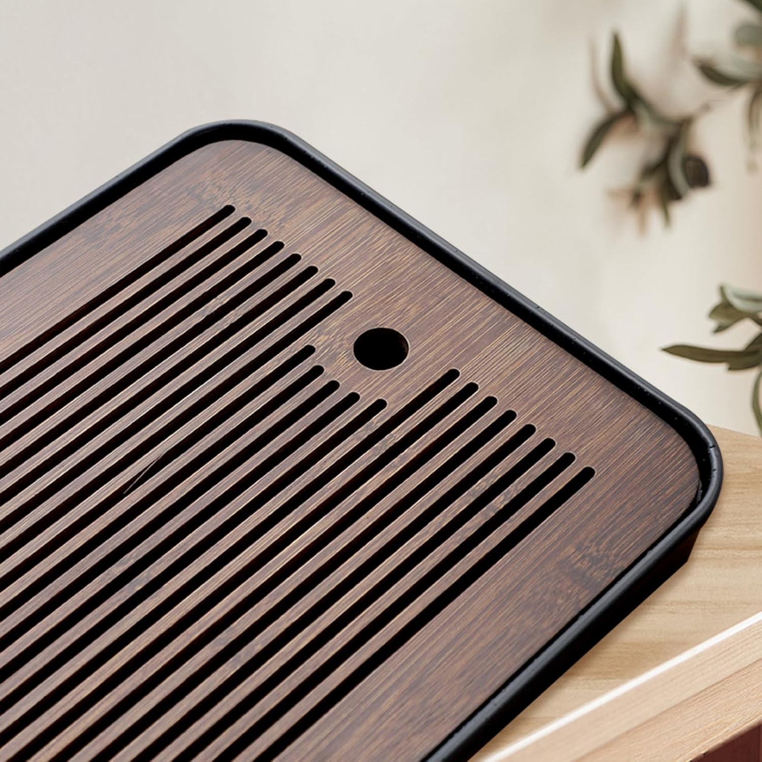 Natural Bamboo Tea Tray with H - Home Office Desk Ideas ulasan dan harga