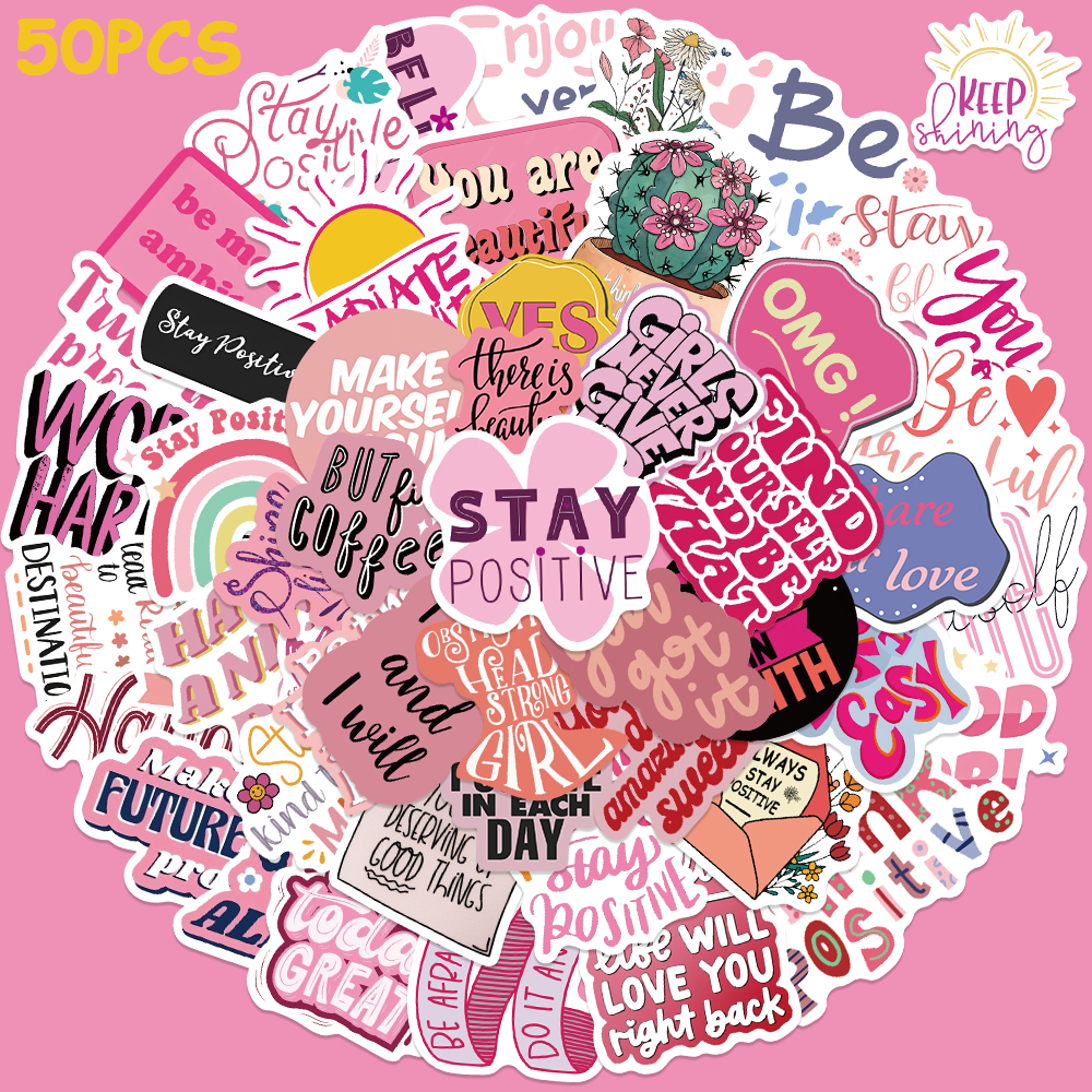 50pcs Pink Inspirational Phras - Home Office Quotes ulasan dan harga